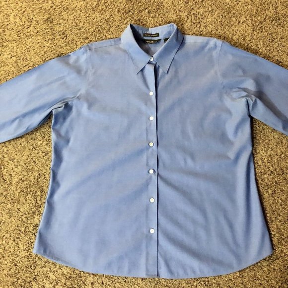Eddie Bauer Wrinkle Resistant Blouse Womens XL Used Blue - Picture 3 of 12